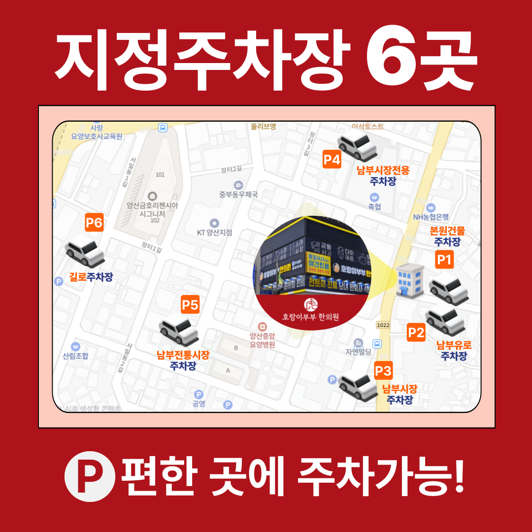 호랑이부부한의원 인근 주차장 6곳 안내 지도